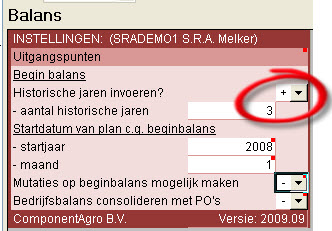 2009.09 Instellingen balans ingave aantal historische jaren