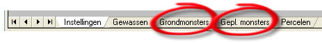 2009.09 Model percelen met tabbladen voor grondmonsters