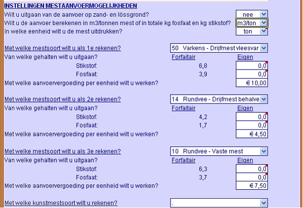 2010.08 Nieuwe instellingen voor vergelijking 3 dierlijke mestsoorten