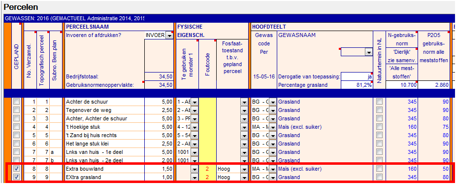 2015.17 Invoer gepland perceel