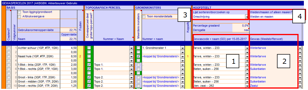 2016.09 Percelen Gebruik codes GO