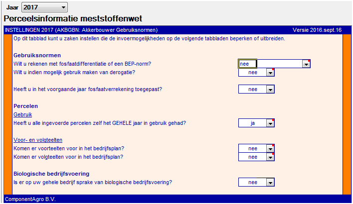 2016.09 Percelen Tabblad Instellingen