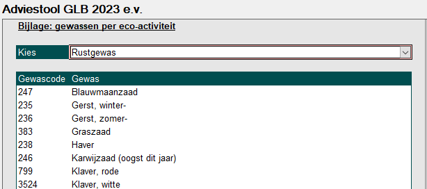 2023.01 GLBAdvies - gewassen per eco-activiteit