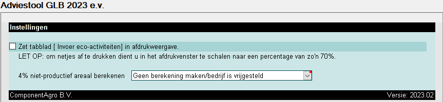 AdviestoolGLB - instellingen