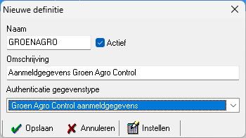 GroenAgro - Aanmeldgegevens definitie