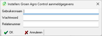GroenAgro - Aanmeldgegevens instellen
