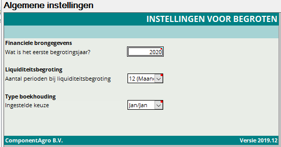 Liquiditeit-Agro-Instellen-module