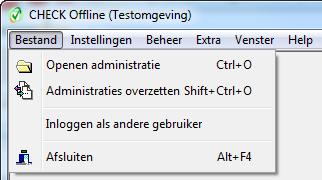 Menu bestand (opengeklapt)