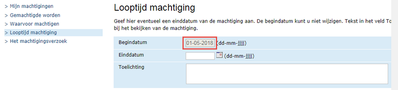 RVO - Gemachtigd worden - looptijd