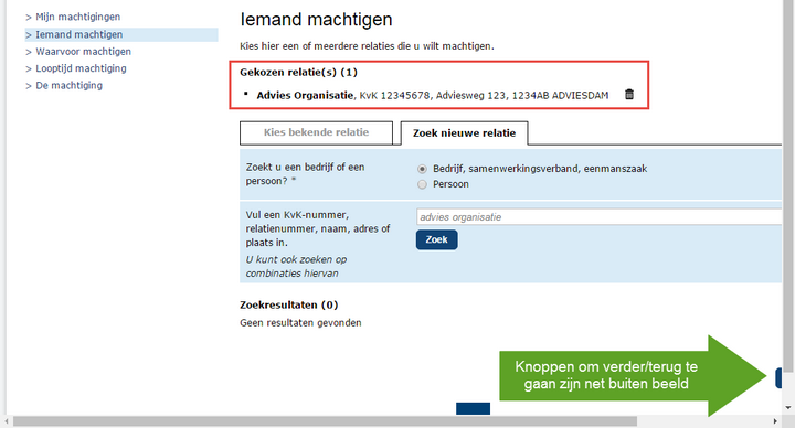 RVO - Iemand machtigingen - gekozen en verder