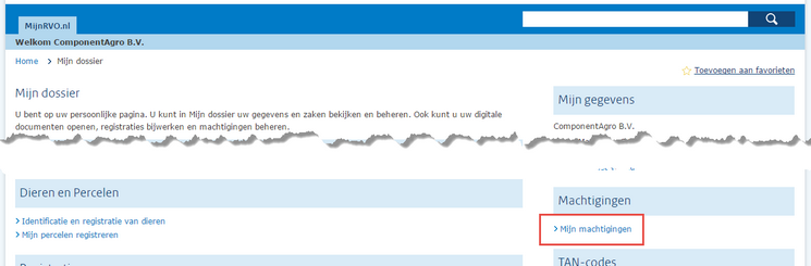 RVO - Open machtigingen