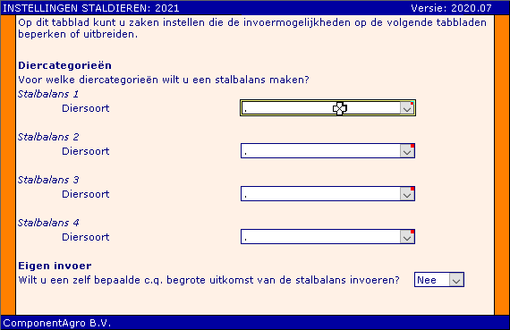 Staldieren - instellingen